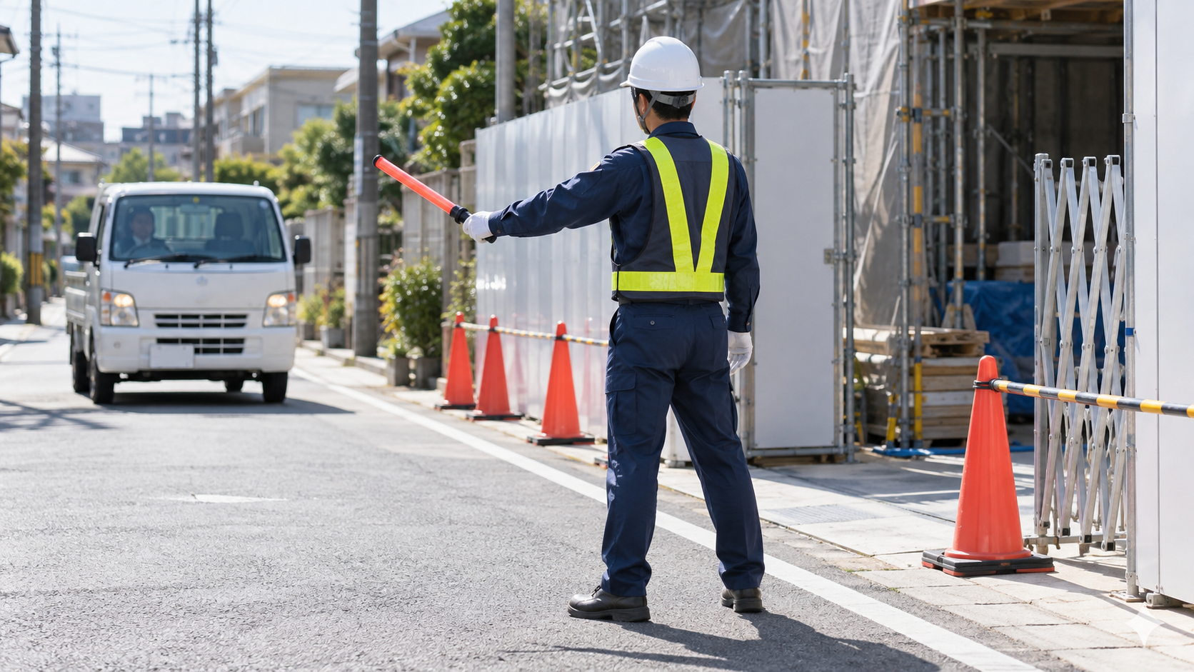 建設現場での車両誘導のAIイメージ